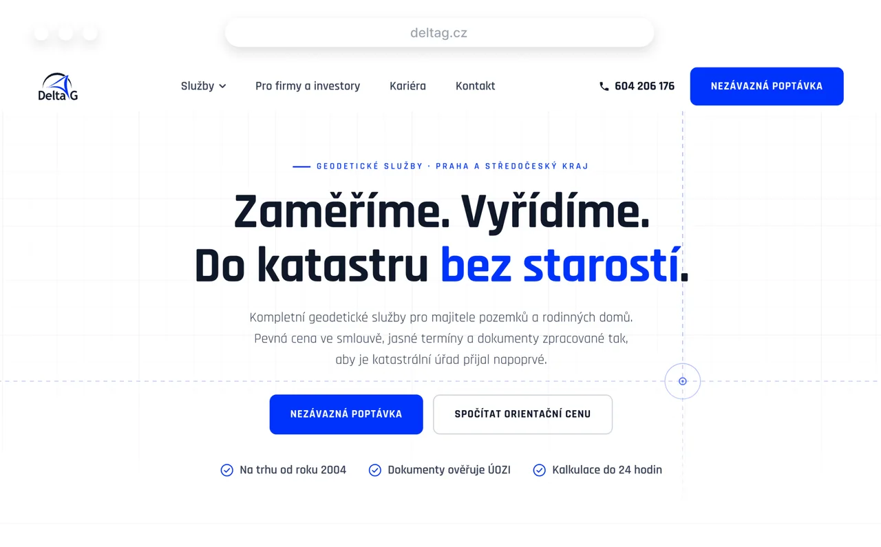 Delta G — антикризисный редизайн сайта геодезической фирмы